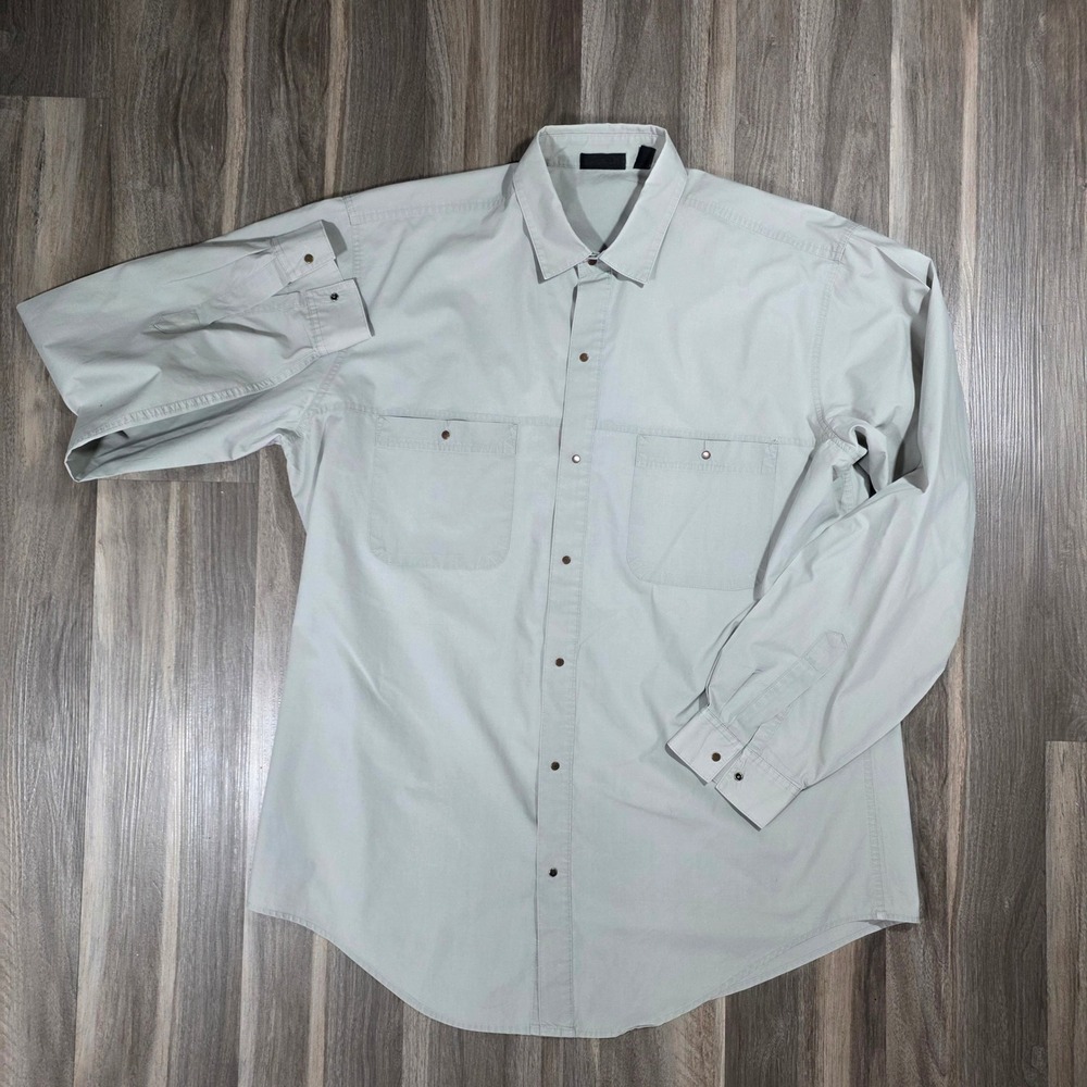 Patagonia Mens Large Gray Snap Front Long Sleeve Utility Work Shirt Button Down